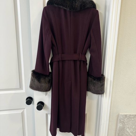 French Connection Belted Coat with Faux Fur Trim - Picture 6 of 8